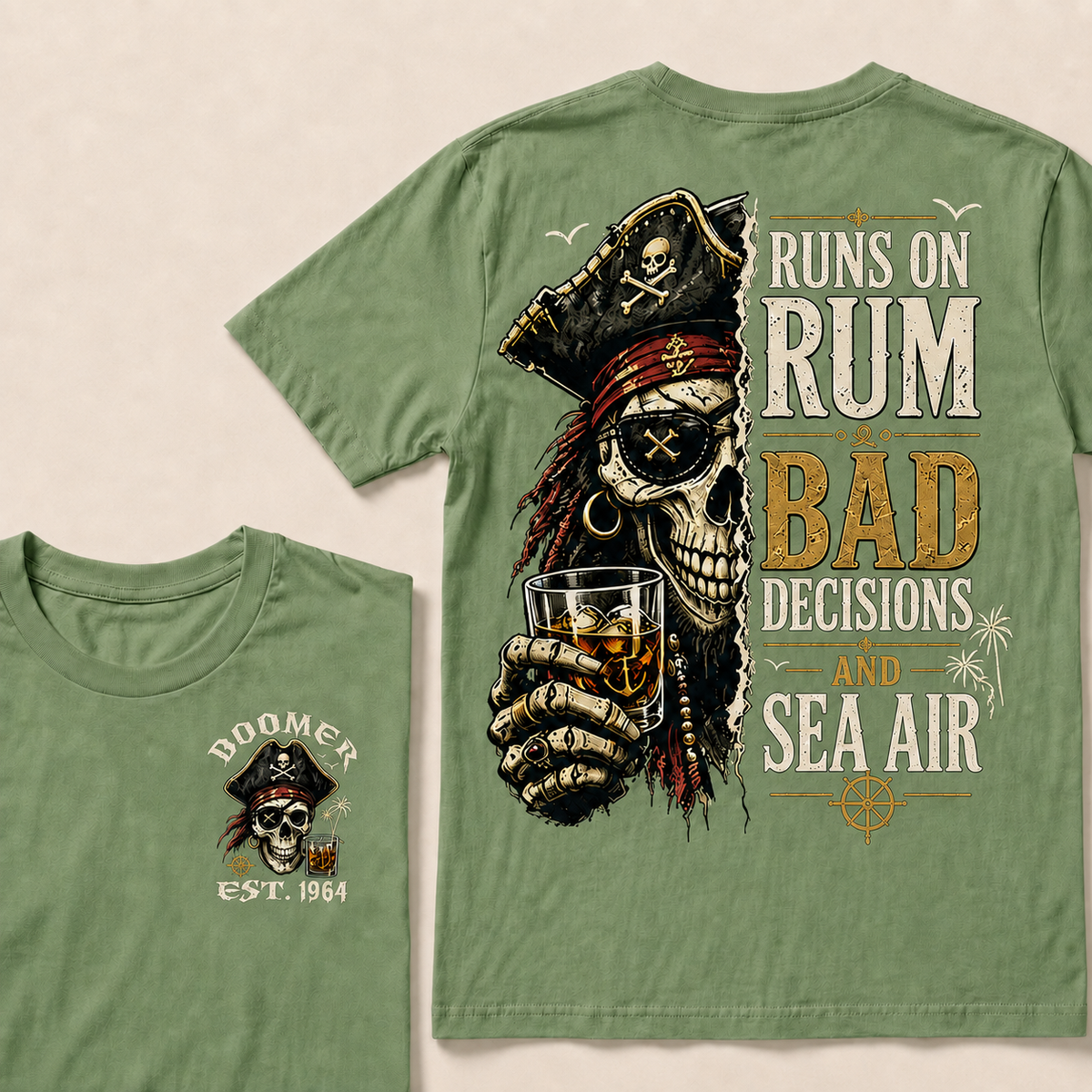 Runs On Rum Bad Decisions And Sea Air Custom Year T-shirt