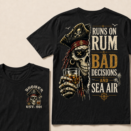 Runs On Rum Bad Decisions And Sea Air Custom Year T-shirt