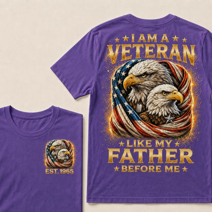 I Am A Veteran Like My Father Before Me Custom Year T-shirt