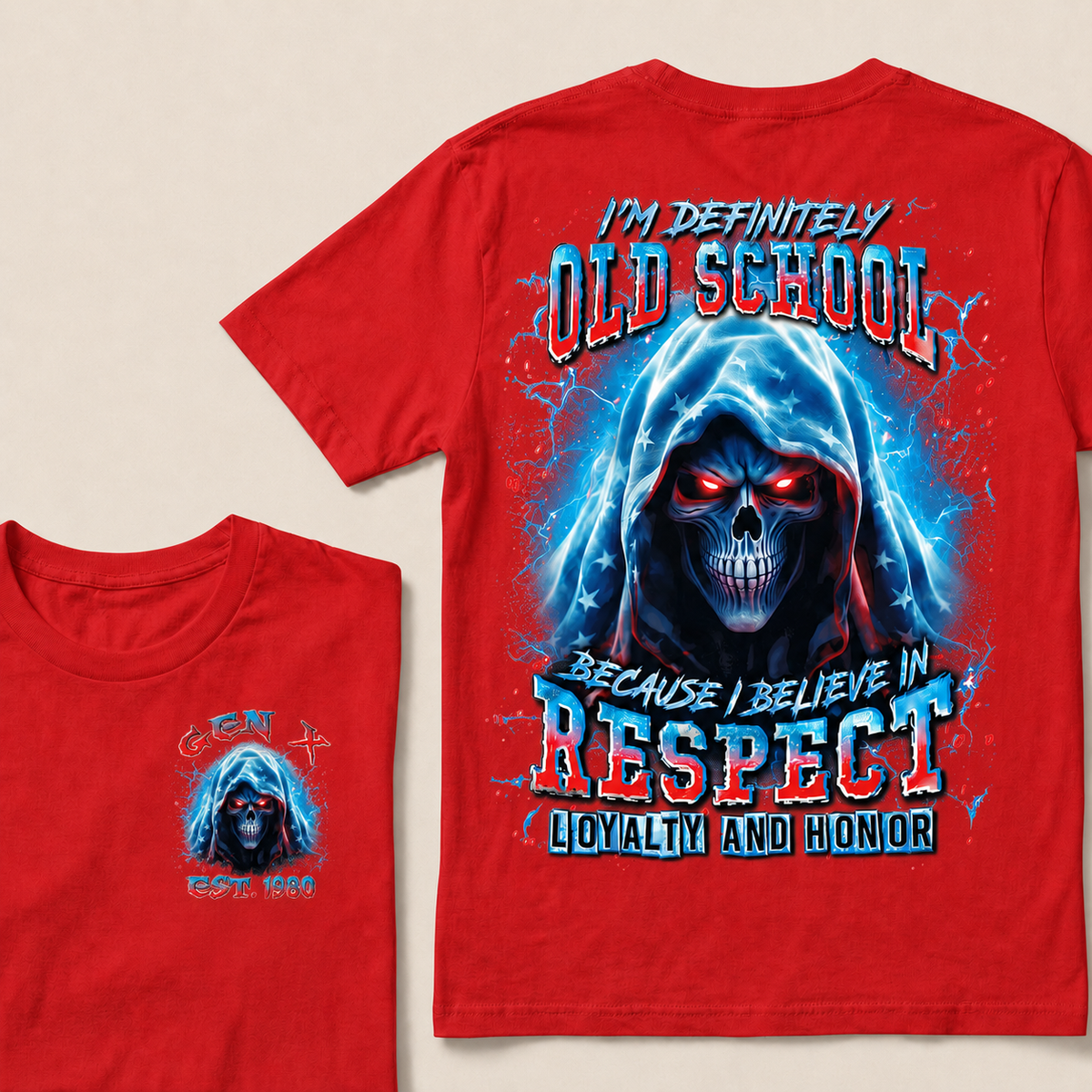 I'm Definitely Old School  Because I Believe In Respect Loyalty And Honor Custom Year Gen X ,Boomer T-shirt