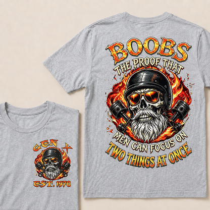 Boobs The Proof That Men Can Focus On Two Things At Once Custom Year T-shirt
