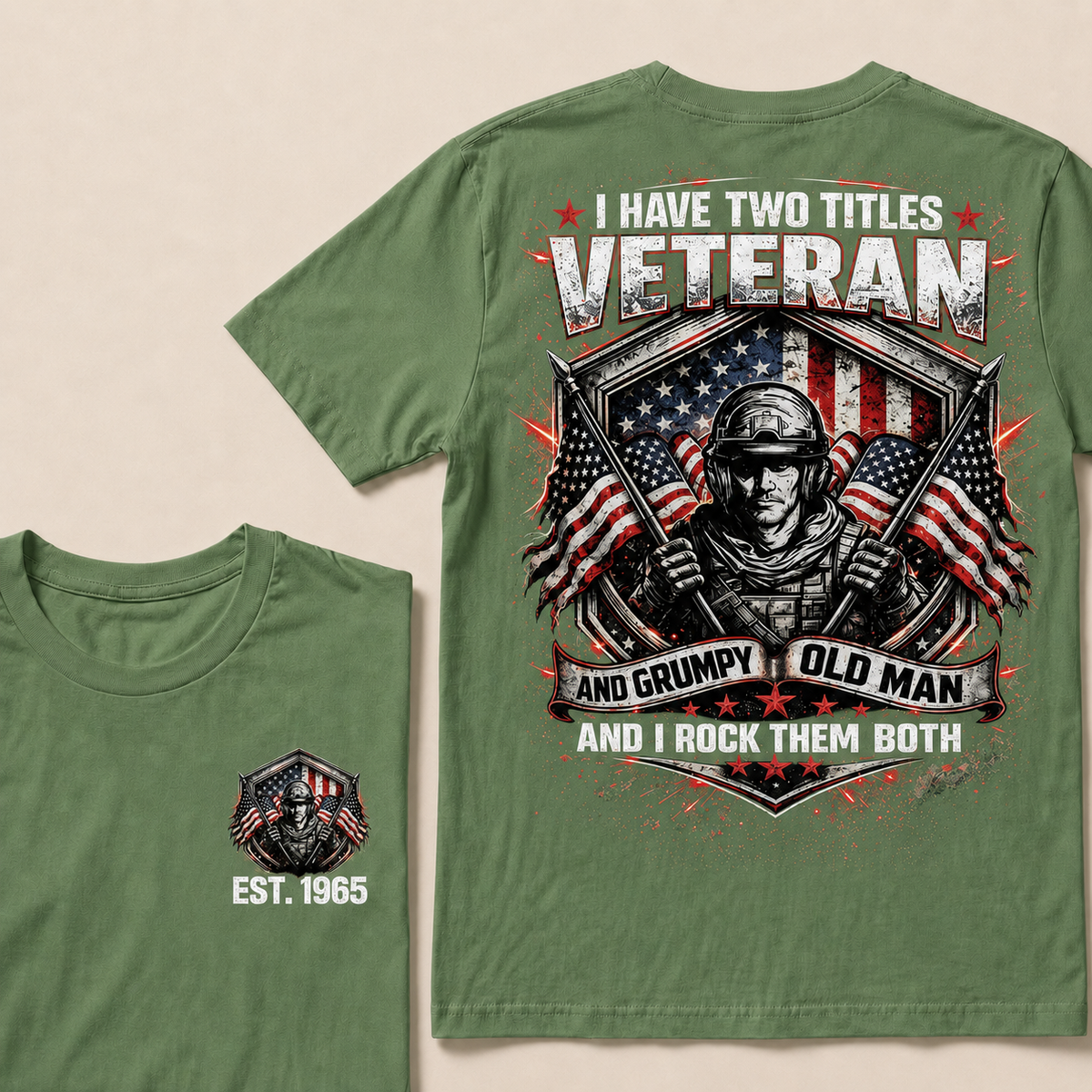 I Have Two Titles Veteran And Grumpy Old Man Custom Year T-shirt