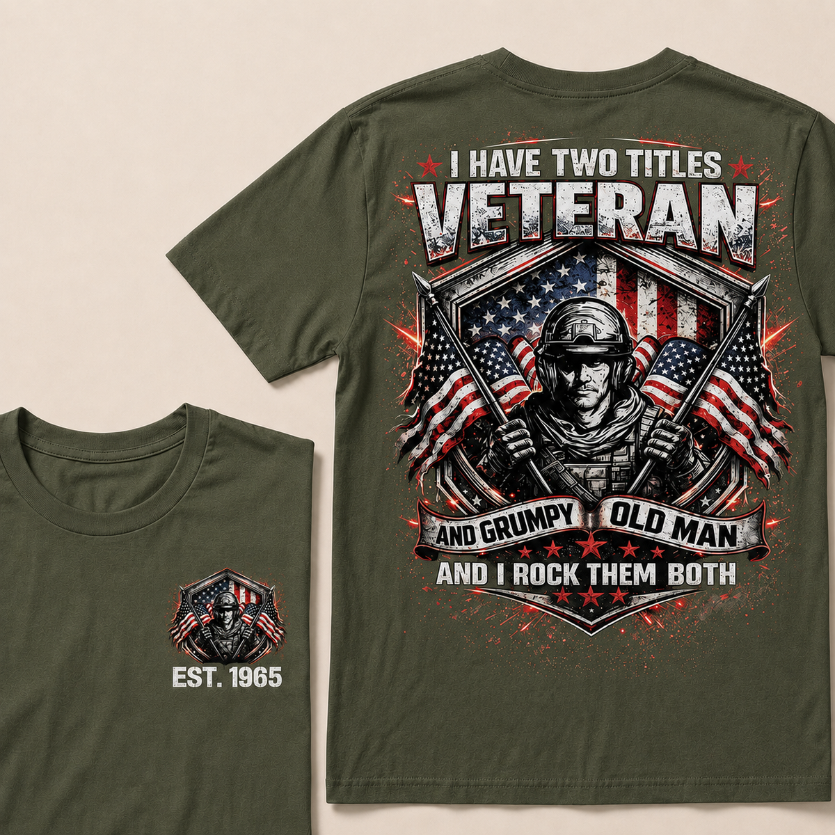 I Have Two Titles Veteran And Grumpy Old Man Custom Year T-shirt