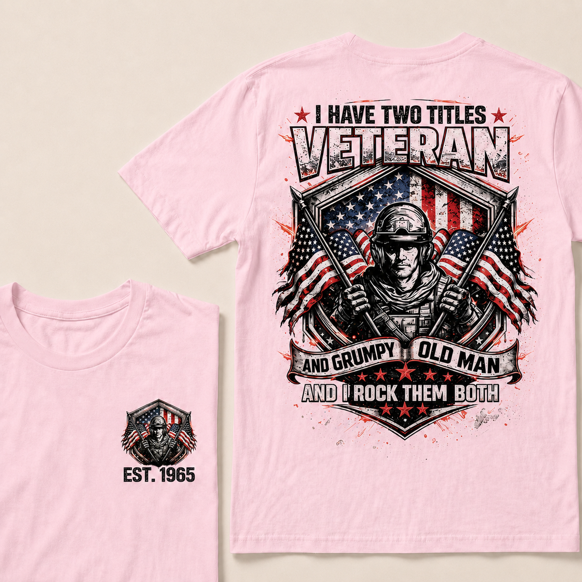 I Have Two Titles Veteran And Grumpy Old Man Custom Year T-shirt