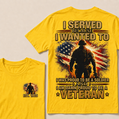I Served Because I Wanted To  I Was Proud To Be A Soldier And I Am Damn Proud To Be A Veteran Custom Year T-shirt