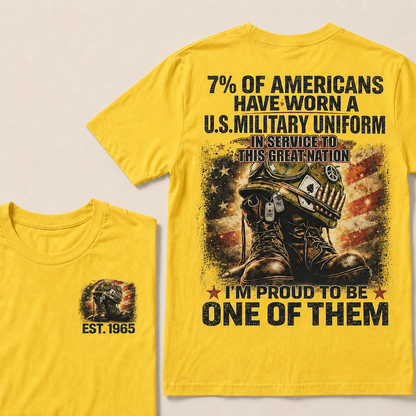 7% of Americans have worn a U.S. military uniform  In service to this great nation  I’m proud to be one of them Custom Year T-shirt