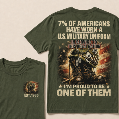 7% of Americans have worn a U.S. military uniform  In service to this great nation  I’m proud to be one of them Custom Year T-shirt