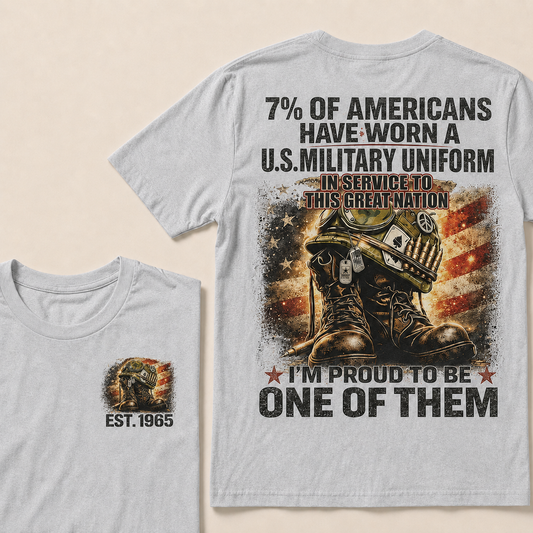 7% of Americans have worn a U.S. military uniform  In service to this great nation  I’m proud to be one of them Custom Year T-shirt