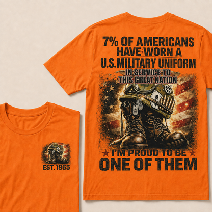 7% of Americans have worn a U.S. military uniform  In service to this great nation  I’m proud to be one of them Custom Year T-shirt