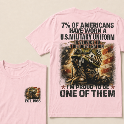7% of Americans have worn a U.S. military uniform  In service to this great nation  I’m proud to be one of them Custom Year T-shirt