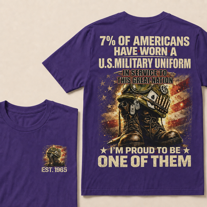 7% of Americans have worn a U.S. military uniform  In service to this great nation  I’m proud to be one of them Custom Year T-shirt
