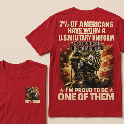 7% of Americans have worn a U.S. military uniform  In service to this great nation  I’m proud to be one of them Custom Year T-shirt