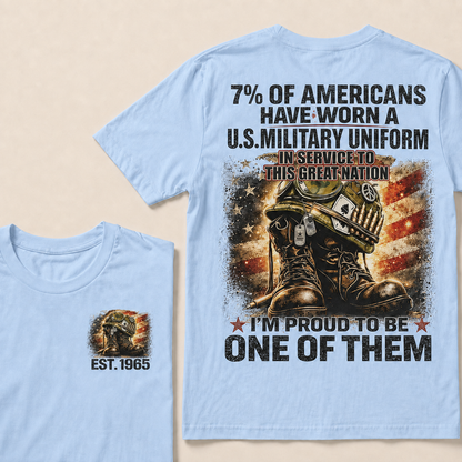 7% of Americans have worn a U.S. military uniform  In service to this great nation  I’m proud to be one of them Custom Year T-shirt
