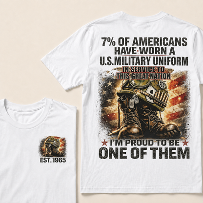 7% of Americans have worn a U.S. military uniform  In service to this great nation  I’m proud to be one of them Custom Year T-shirt
