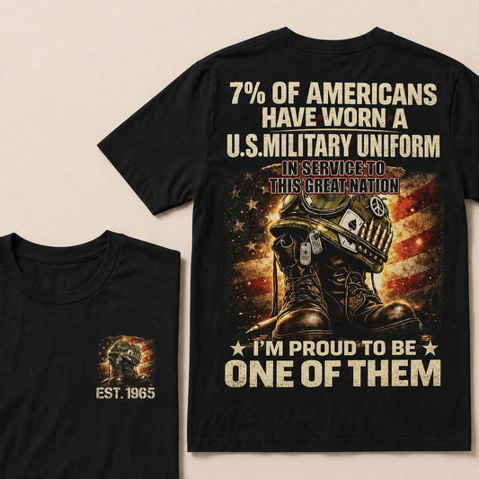 7% of Americans have worn a U.S. military uniform  In service to this great nation  I’m proud to be one of them Custom Year T-shirt