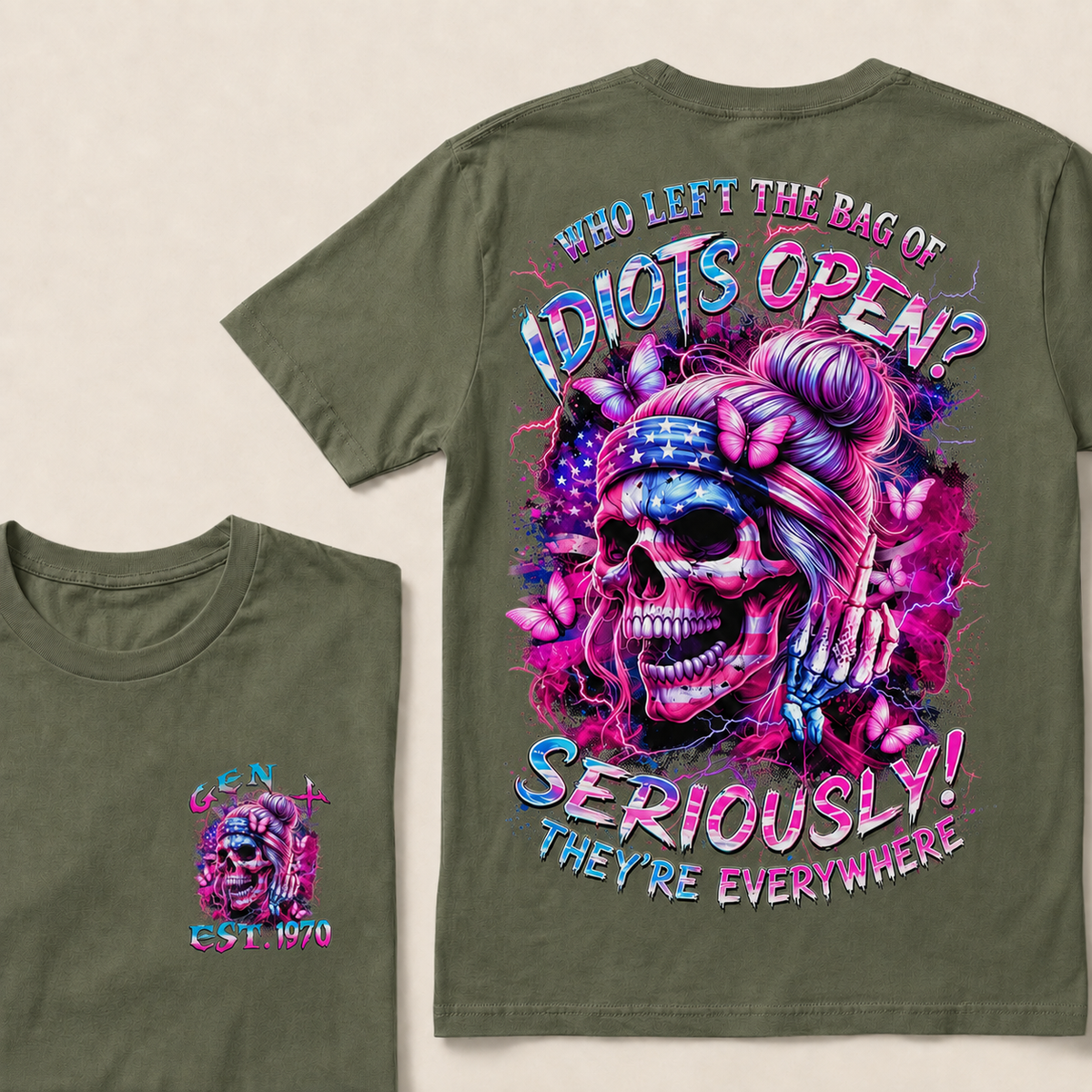 Who Left The Bag Of Idiots Open Seriously They're Everywhere Custom Year T-shirt