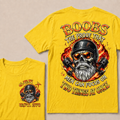 Boobs The Proof That Men Can Focus On Two Things At Once Custom Year T-shirt