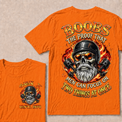Boobs The Proof That Men Can Focus On Two Things At Once Custom Year T-shirt